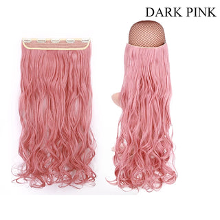 Buy t2312 BENEHAIR Synthetic Hairpieces 24&quot; 5 Clips in Hair Extension One Piece Long Curly Hair Extension for Women Pink Red Purple Hair