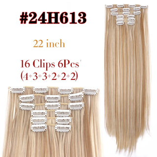 Buy 24h613-zhi Alileader Synthetic Hair 16 Clip in Hair Extension Clip for Women 6Pcs/Set Hair Extension Clip in Ombre Fake Hairpiece Long Wavy