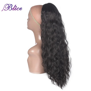 Blice Synthetic 20-24inch Curly Ponytail Hairpiece Pure Color Alita Heat Resistant Hair Extensions With Two Plastic Combs