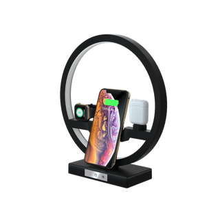 3 in 1 Table Desk Lamp Fast QI Wireless Charger Dock Station for Apple Watch Airpods iPhone