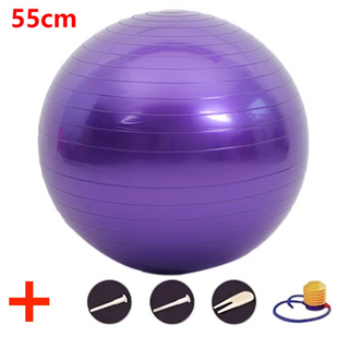 Buy 55cm-purple 45-95cm Anti-Burst Yoga Ball Thickened Exercise Ball for Pilates Balance Stability Workout Pregnancy Birthing Physical Therapy