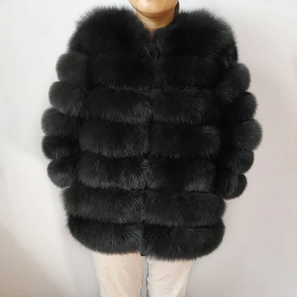 100% True Fur Coat Women's Warm and Stylish Natural Fox Fur Jacket Vest Leather Coat Natural Fur Coats  Free Shipping