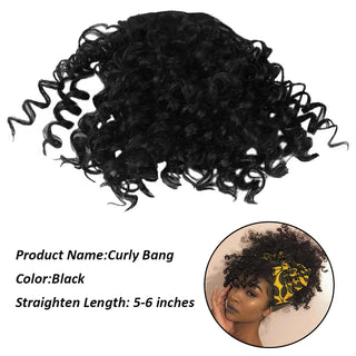 Buy black AILIADE Women Afro Kinky Curly Bang Fake Fringe Clips in Bangs Wig Hair Natural Black Bang Synthetic Hair Extension