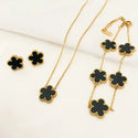 2024  Deluxe Cinquefoil Flower Pendant Necklace Earrings Bracelet Ladies Gift New Wave Stainless Steel Jewellery Set