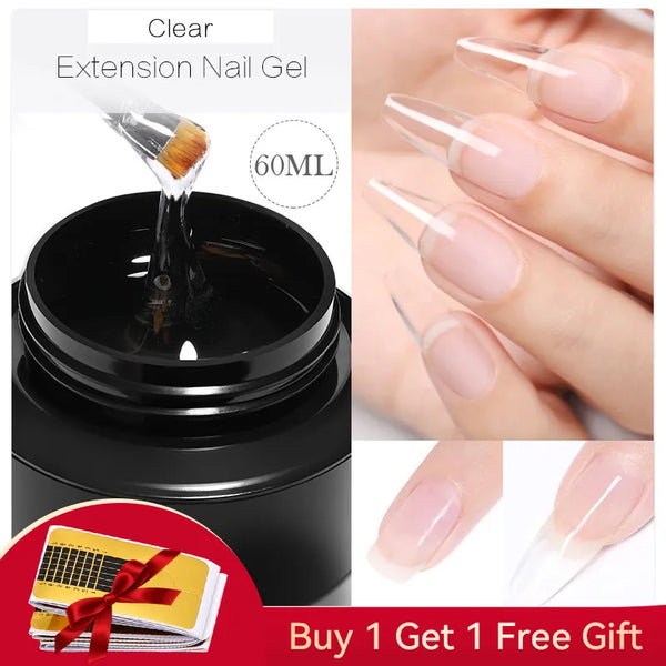 BORN PRETTY 60/30ml Hard Jelly Extension Nail Gel Polish French Nails Nude Pink White Clear Nail Supplies Gel for Extension