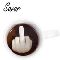 Creative Design White Middle Finger Mug,Novelty Style Mixing Coffee Milk Cup Funny Ceramic Mug 300ml Capacity Water