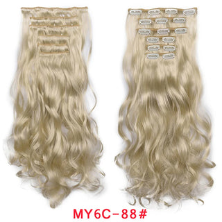 Buy my6c-88 Clip in Hair Extension 20Inch 16 Clips Long Synthetic Hair Heat Resistant Hairpiece Natural Wavy Ombre Hair Piece 6Pcs/Set LIHUI