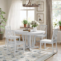 Rustic 5-Piece Extendable Dining Table Set Round Trestle Table and 4 Cross Back Dining Chairs for Kitchen, Dining Room,