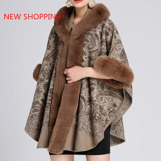 Cape Coat Women Winter Luxury Faux Fur Coats Cloak Winter 2023 New Long Capes Leopard Poncho Feminino Inverno Capa Con Capucha