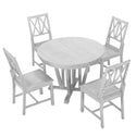 Rustic 5-Piece Extendable Dining Table Set Round Trestle Table and 4 Cross Back Dining Chairs for Kitchen, Dining Room,