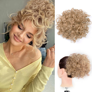 Buy dj18-22 Chorliss Synthetic Claw Chignon Women Messy Curly Fluffy Hair Bun Clip in Ponytail Hair Extensions Natural False Hairpieces