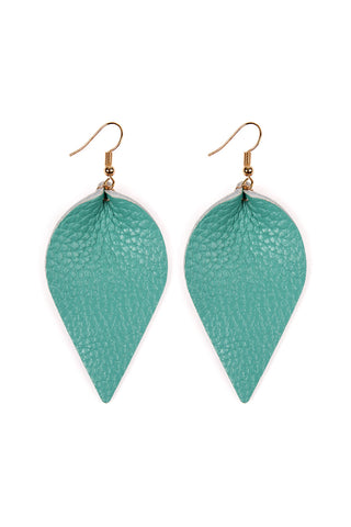 Buy mint Teardrop Shape Genuine Leather Earrings