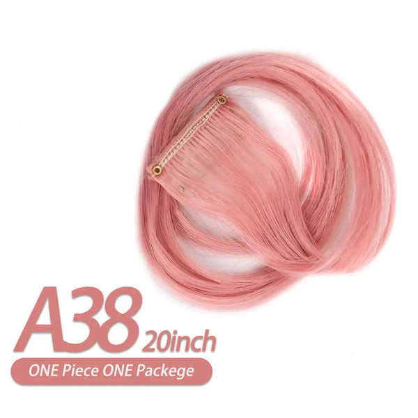 AIYEE Hair Extensions Pure RainBow Hairpiece Clip in Hair Piece Synthetic Long Straight Ombre Pink Red Rainbow Hair Piece