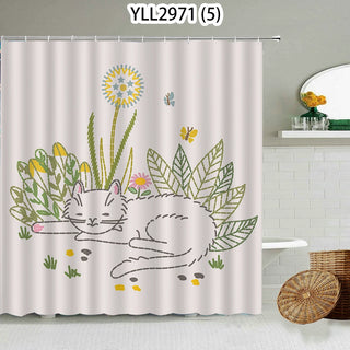 Buy 5 Cat Rabbit Animal Print Floral Home Decor Shower Curtain Waterproof Polyester   Cortina De La Ducha