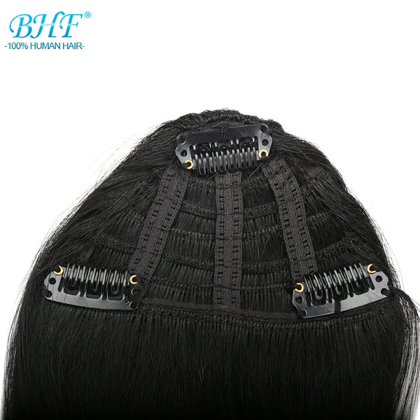 BHF Human Hair Bangs 8inch 20g Front 3 Clips in Straight Remy Natural Human Hair Fringe All Colors