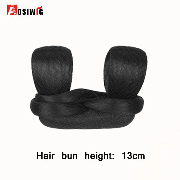 AOSI Hair Braided Clip in Hair Bun Chignon Hairpiece Donut Roller Bun Hairpiece Hand Knitting Braid Synthetic Chignon