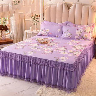 Buy 11 Bed Dress Sets Lace Bed Sheet Pillow Cases 3 Pieces/Set Set for King/Queen Double Size Bed Top Fashion Flower Bedding Set