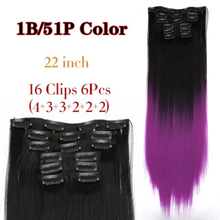 Buy 1b-51p-zhi Alileader Synthetic Hair 16 Clip in Hair Extension Clip for Women 6Pcs/Set Hair Extension Clip in Ombre Fake Hairpiece Long Wavy