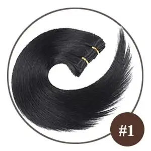 Buy 1 Doreen 10 12 14 16 Malaysia Short Double Weft Clip in Human Hair Extensions Thick 100% Straight Hair Clip in Extensions 7 Pieces