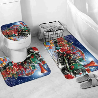 Buy 60479j-3pcs-set Christmas Bathroom Sets With Shower Curtain Rugs Red Truck Christmas Shower Curtains Xmas Bathroom Rugs Christmas Bathroom Deco