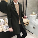 2023 Autumn Winter New Men's Woolen Coats Male Slim Long Jacket Fashion Boutique Solid Slim Men's Trench Coat Jacket Plus Size