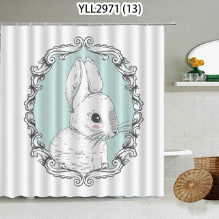 Buy 13 Cat Rabbit Animal Print Floral Home Decor Shower Curtain Waterproof Polyester   Cortina De La Ducha