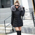 2021 Artificial Raccoon Fur Collar Winter Jacket Women Winter and Autumn Wear High Quality Parkas Outwear Women Long Coats