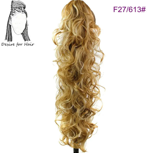 Desire for Hair 30 Inch Long Curly Claw Clip Ponytail Heat Resistant Synthetic Hairpieces Fake Hair Extensions