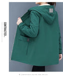 4XL Women Windbreaker Winter Autumn Women's Fleece Jacket Coats Loose Hooded Mid Long Overcoat Zipper Pocket Female Basic Coat