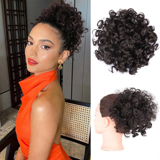 Buy dj4-33 Chorliss Synthetic Claw Chignon Women Messy Curly Fluffy Hair Bun Clip in Ponytail Hair Extensions Natural False Hairpieces