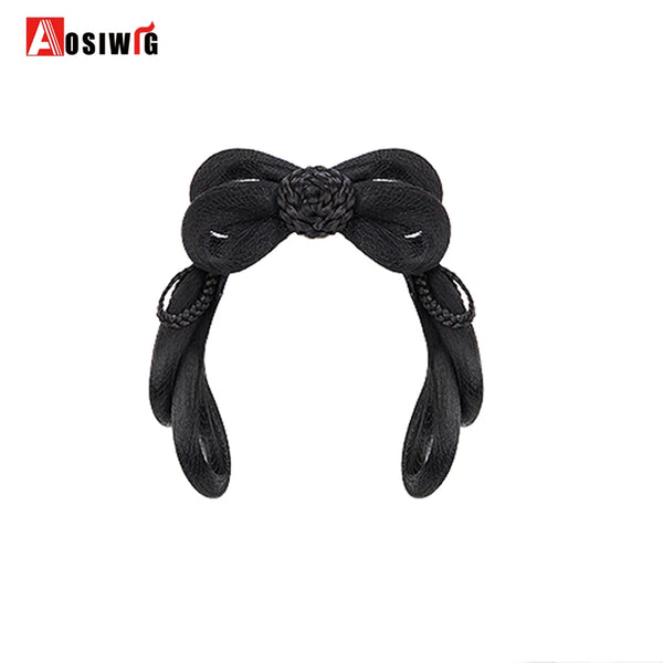 AOSI Hair Braided Clip in Hair Bun Chignon Hairpiece Donut Roller Bun Hairpiece Hand Knitting Braid Synthetic Chignon