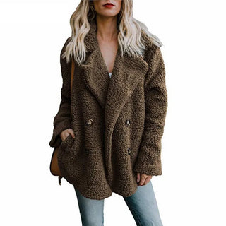 Buy coffee Plush Coat Women Winter Jackets Fluffy Teddy Coat Female Warm Artificial Fleece Winter Clothes Manteau Femme