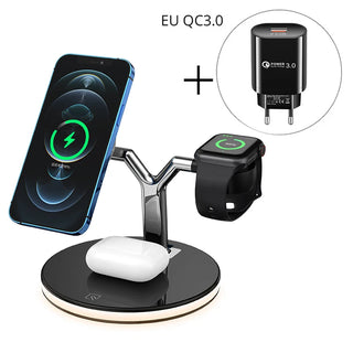 Buy with-eu-plug 3 in 1 Magnetic Wireless Charger 15W Fast Charging Station for Magnetic iPhone 14 13 12 Pro Max Chargers for Apple Watch Airpods