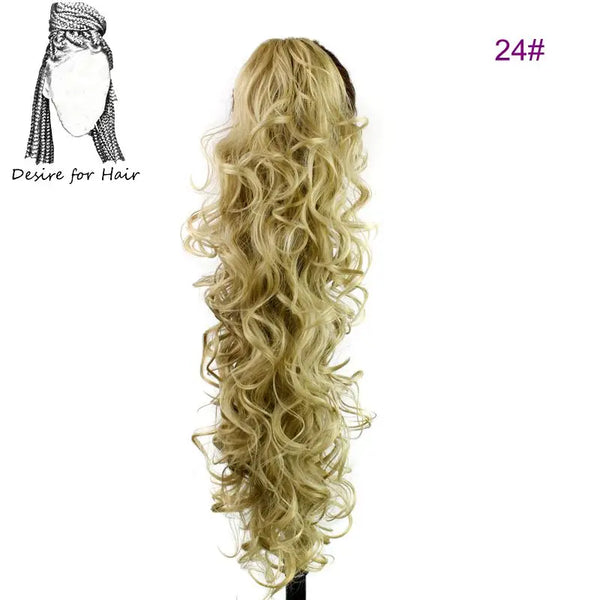 Desire for Hair 30 Inch Long Curly Claw Clip Ponytail Heat Resistant Synthetic Hairpieces Fake Hair Extensions