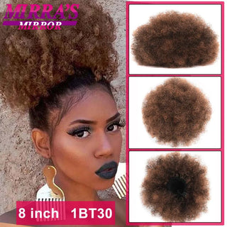 Buy fbbzt01-1bt30 Afro Puff Drawstring Ponytail Extension Synthetic Kinky Curly Ponytail Hair Chignon Dreadlock Buns Afro Puff for Black Women