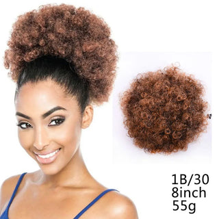 Buy t1b-30 8inch Afro Puff Synthetic Hair Bun Chignon Hairpiece for Women Wig Drawstring Ponytail Kinky Curly Clip in Extensions Pony Tail