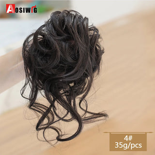 Buy brown-black AOSIWIG Synthetic Long Curly Chignons Hair Tails Clip in Hair Extensions Fake Hair Pieces Heat Resistant Chignons for Women