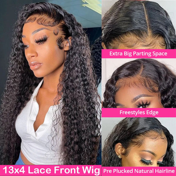 13x4 Lace Front Wig Water Wave Lace Closure Wig Wear and Go Glueless Wig Human Hair Ready to Wear Curly HumanHair Wigs for Women