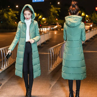 Buy green 2024 Women&#39;s Winter Coats Long Section Warm Down Basic Jacket Coat Fashion Slim Outwear Female Korean Large Size Jackets M-6xl