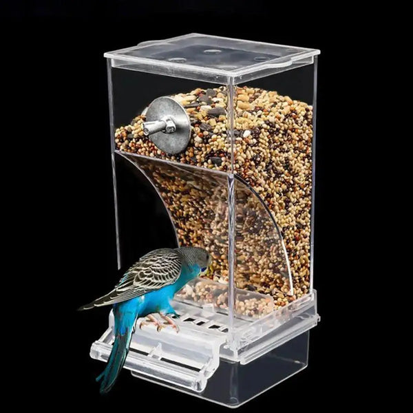 Bird Cage Feeder Cup Bowls Automatic Parrot Seed Feeders Hanging Food Dispenser Transparent Container for Canary Small Cockatiel