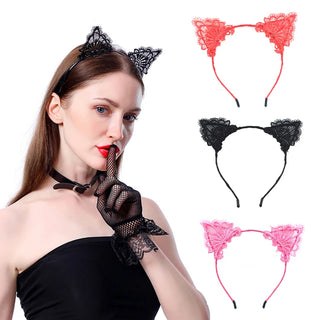 Black Sexy Lace Cat Ear Headbands Women Hoop Head Erotic Flirting BDSM Bondage Restraints Adult Games Sex Toys Sex Shop Bdsm Sex