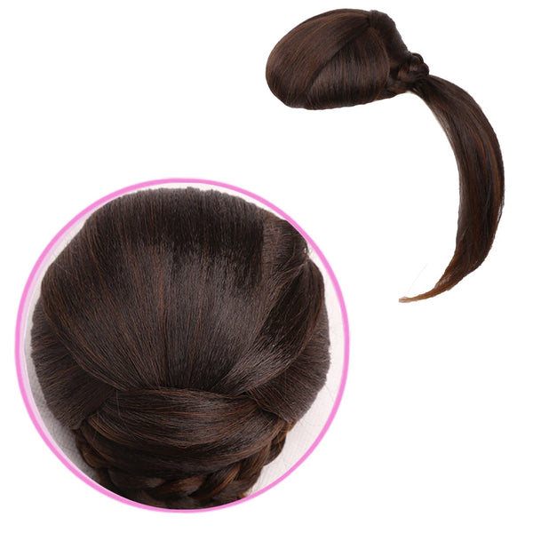 Amir Synthetic Hair Buns With Bangs Clip-In Chignons Heat Resistant Fiber Black Burgundy Colors Hair Piece Ponytail for Women