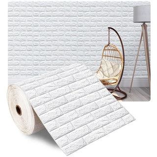 Buy white 70cmx1/5/10m 3D Wallpaper Decoration Self-Adhesive Antique Foam Brick Wallpaper Living Room Bedroom Waterproof 3d Wall Sticker