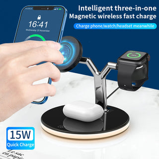 3 in 1 Magnetic Wireless Charger 15W Fast Charging Station for Magnetic iPhone 14 13 12 Pro Max Chargers for Apple Watch Airpods