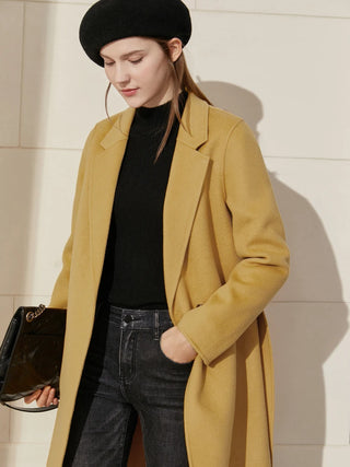 Buy new-camel AMII Minimalism Wool Coat Women 2022 Winter Commuter Vintage Casual Turn-Down Collar Woolen Jacket French Blend Coats 12160101