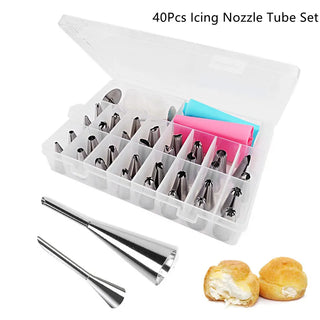 Buy 40pcs-nozzle-set 8-51Pcs Pastry Nozzles Cake Decorating Tools Bakeware Home Cake Shop Cream Nozzles Confectionery Decorations Set for Baking