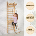 4in1 Climbing Set: Wooden Swedish Wall + Swing Set + Slide Board + Triangle Ladder