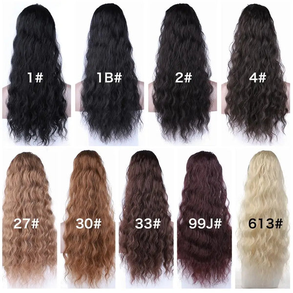 Blice Synthetic 20-24inch Curly Ponytail Hairpiece Pure Color Alita Heat Resistant Hair Extensions With Two Plastic Combs