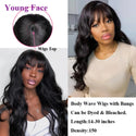 30inch Human Hair Body Wave Wig With Bangs