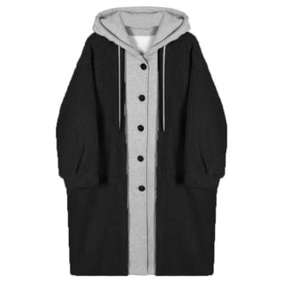 Buy 14 Autumn and Winter Korean Version the New Fake Two Long Cardigan Coat Female Y2K Fashion Lamb Hair Lazy Wind Hooded Woolen Coats